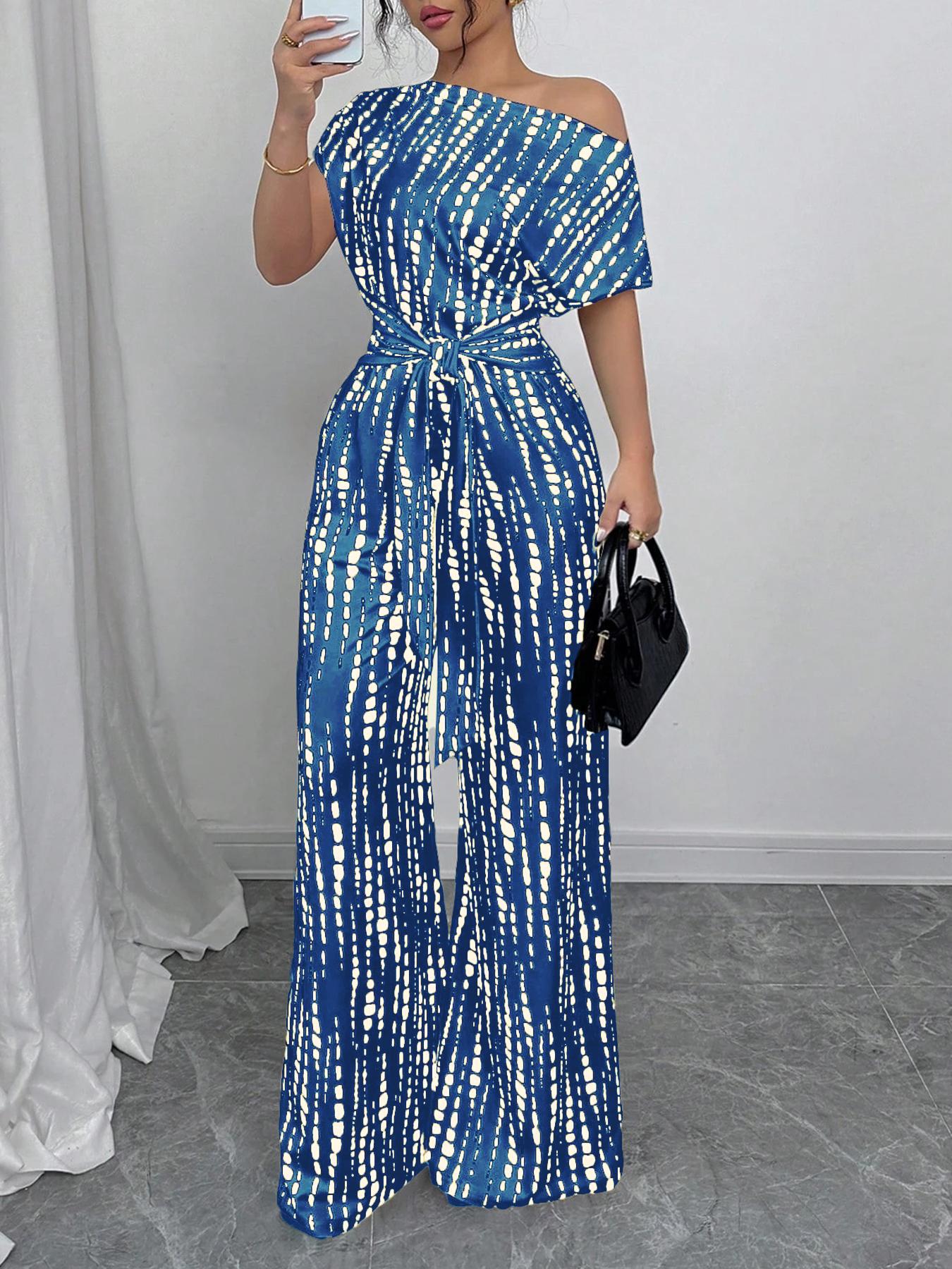 All Over Print Leopard Tie Front Loose Oversized Jumpsuit