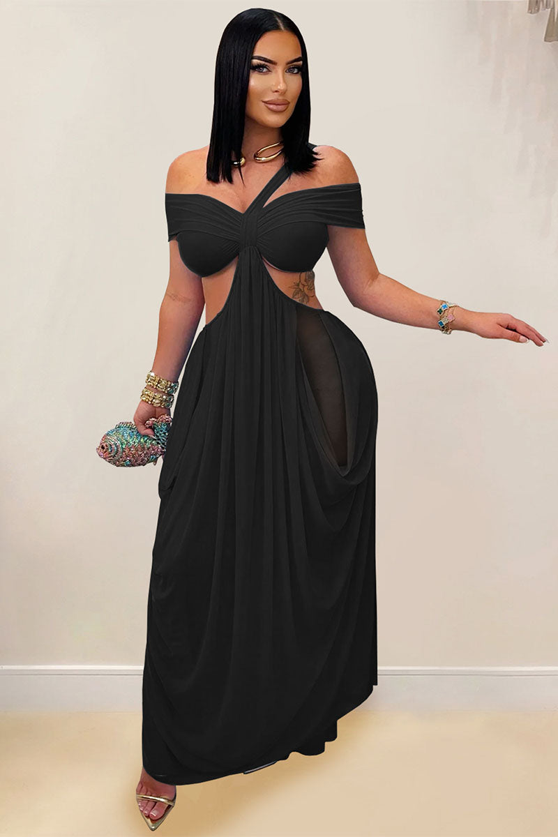 Sienna Muse Off-Shoulder Cutout Draped Maxi Dress