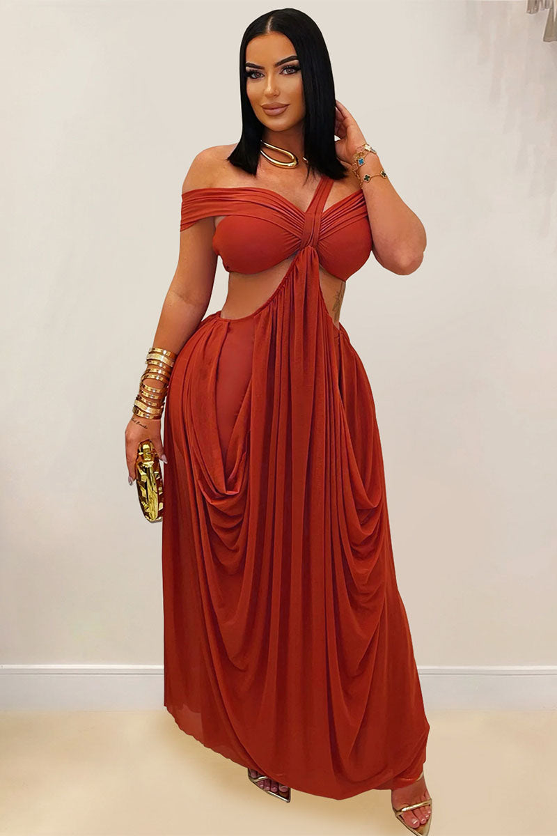 Sienna Muse Off-Shoulder Cutout Draped Maxi Dress