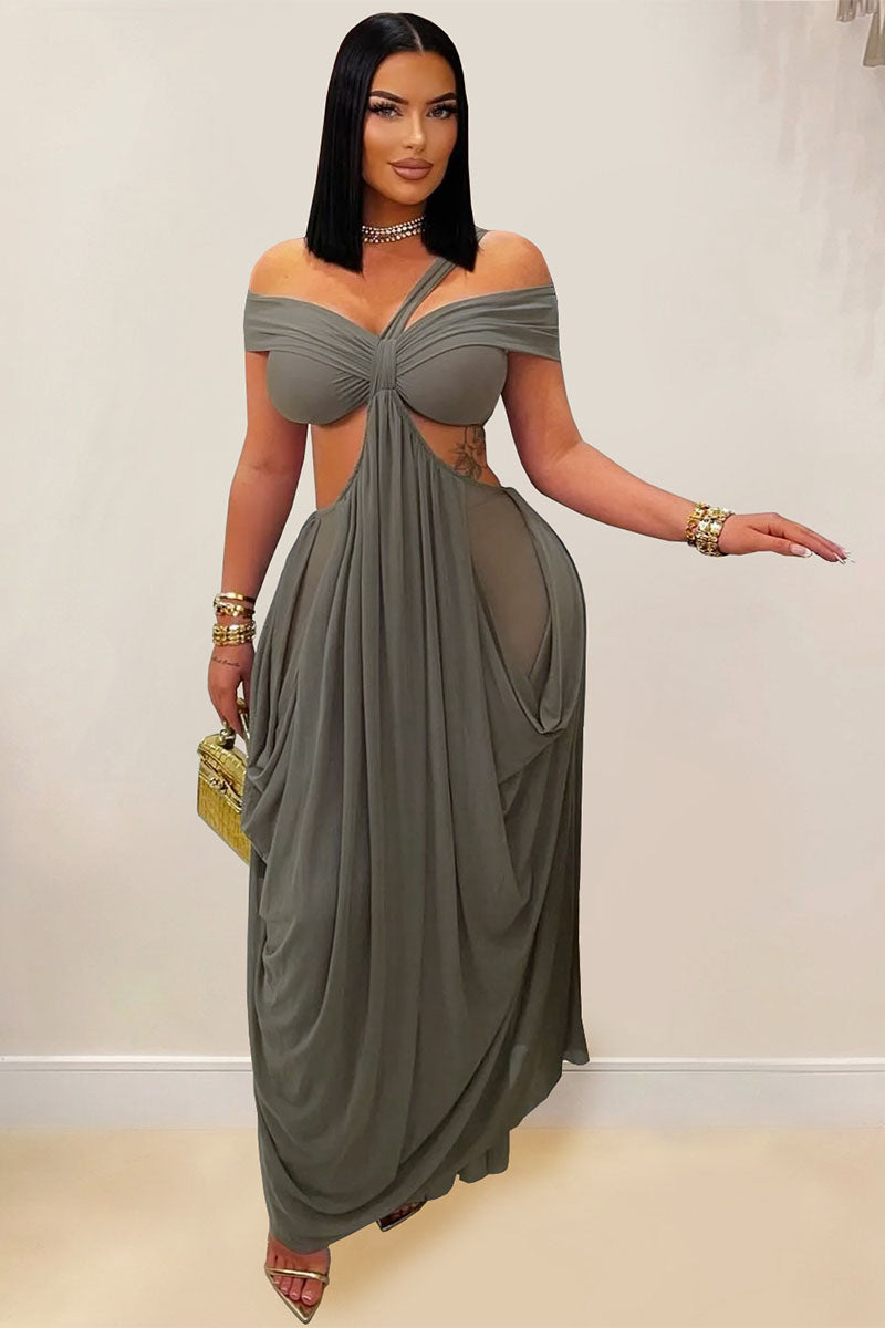 Sienna Muse Off-Shoulder Cutout Draped Maxi Dress