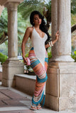 Marisol Crochet Halter Backless Fringe Maxi Dress