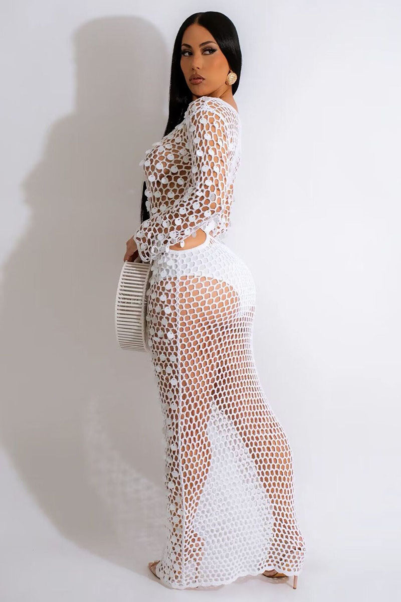 Net And Sequins Maxi – Women's Dress