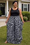 Women's Plus-Size Leopard Print Wide-Leg Pants