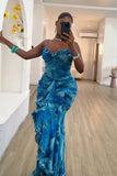 Ocean Ruffle Muse Maxi Dress