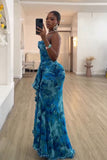 Ocean Ruffle Muse Maxi Dress
