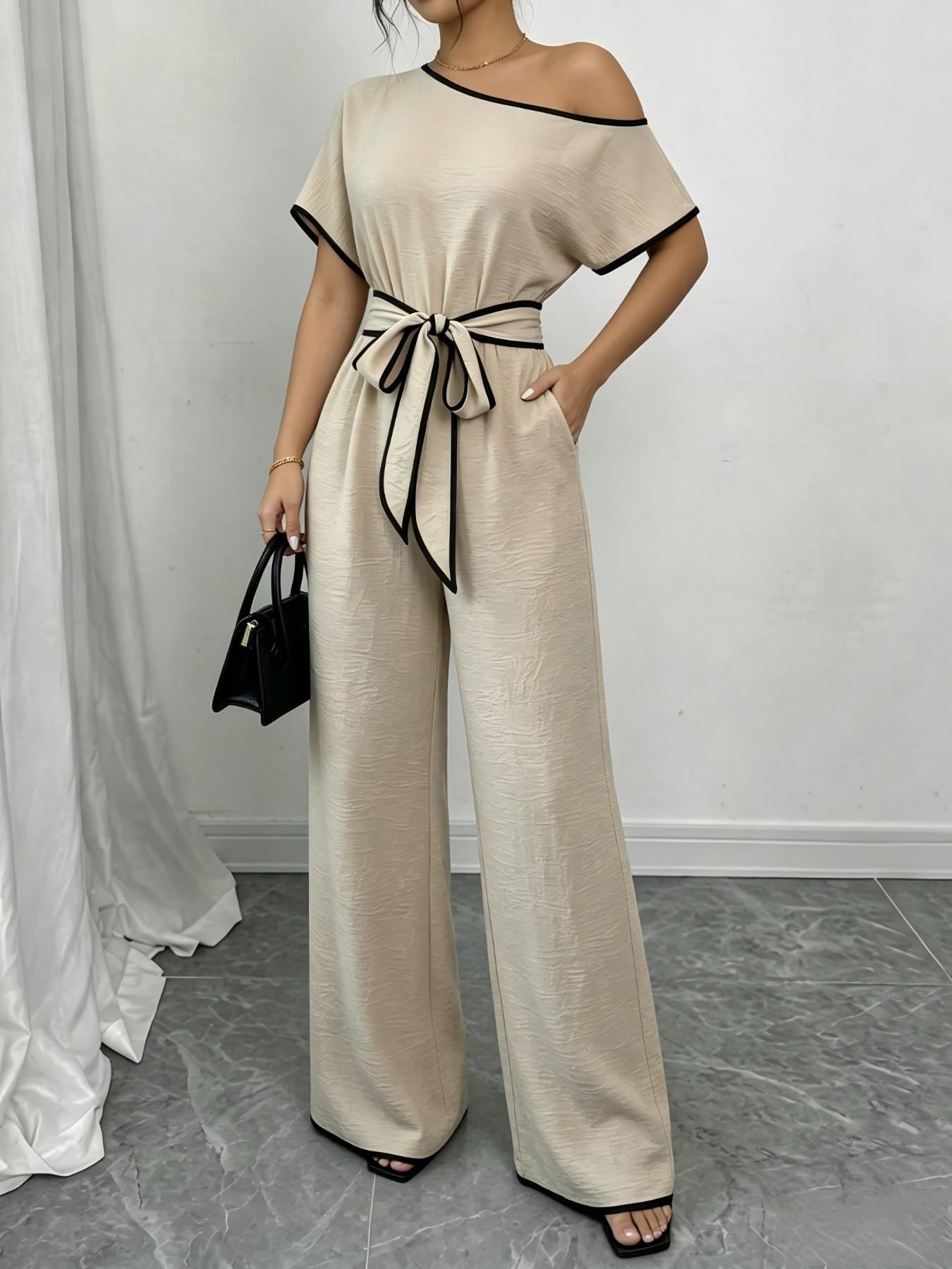 All Over Print Leopard Tie Front Loose Oversized Jumpsuit