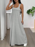 Women's 2pcs Heather solid color Sleeveless Tank Top & Cutout Maxi Dress Set