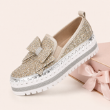 Women Sparkly Loafers - Gold