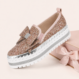 Women Sparkly Loafers - Pink