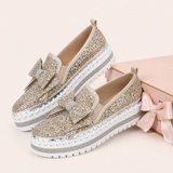Women Sparkly Loafers - Gold