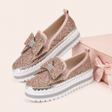Women Sparkly Loafers - Pink