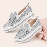 Women Sparkly Loafers - Silver