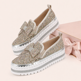 Women Sparkly Loafers - Gold Iridescent