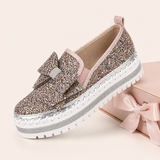 Women Sparkly Loafers - Pink Iridescent