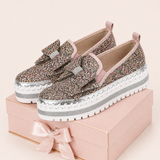Women Sparkly Loafers - Pink Iridescent