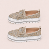 Women Sparkly Loafers - Gold