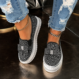 Women Sparkly Loafers - Black Star