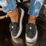 Women Sparkly Loafers - Black Iridescent