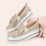 Women Sparkly Loafers - Beige