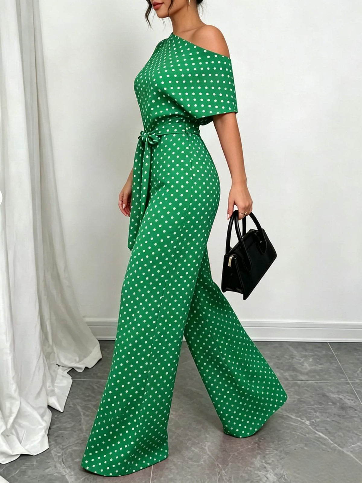 All Over Print Leopard Tie Front Loose Oversized Jumpsuit
