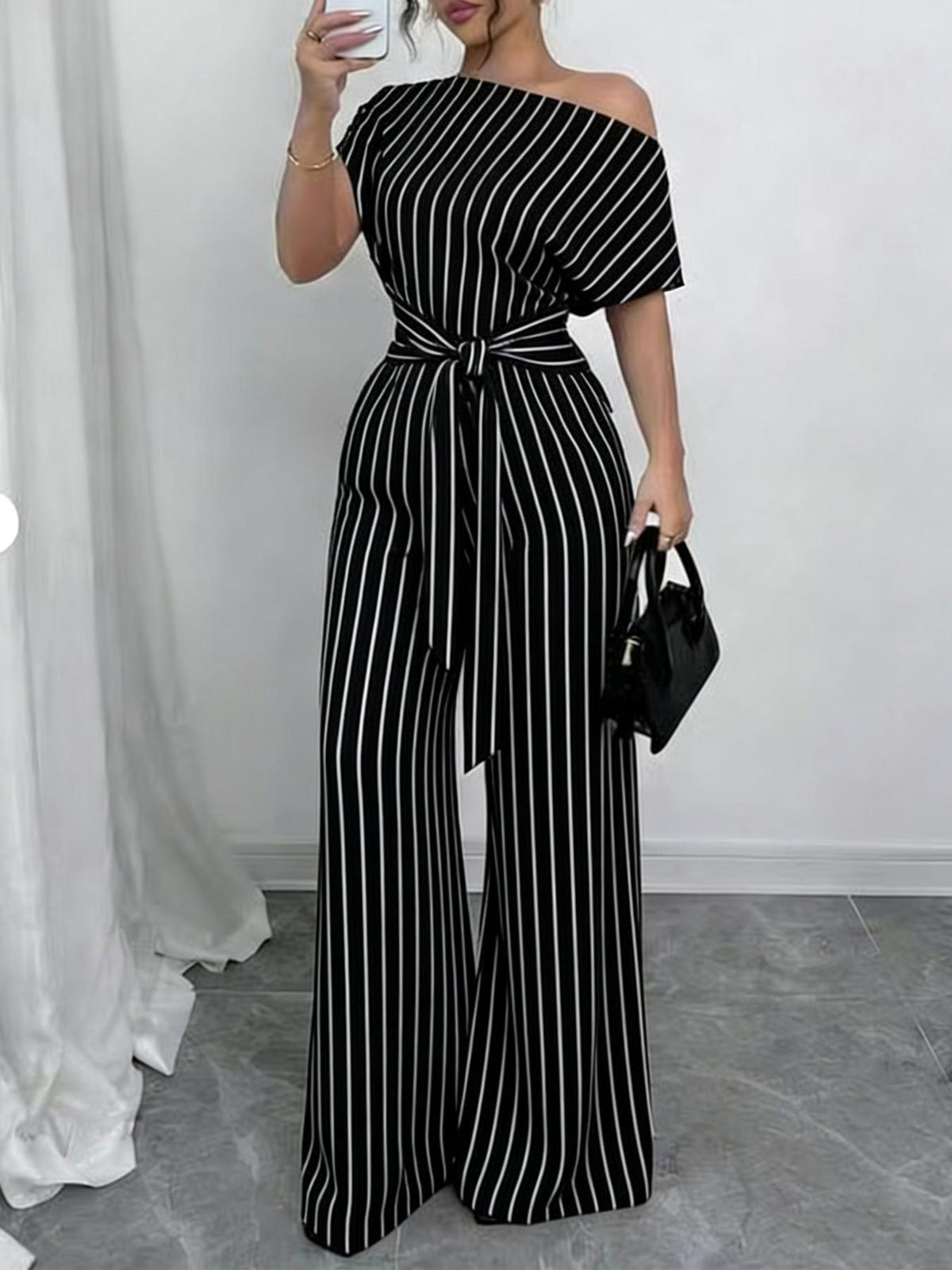 Women's All Over Print Leopard Tie Front Loose Oversized Jumpsuit