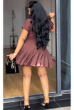Chocolate Muse V-Neck Flare Mini Dress - 3