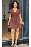 Chocolate Muse V-Neck Flare Mini Dress - 4