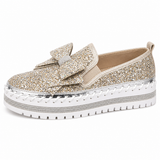 Women Sparkly Loafers - Gold