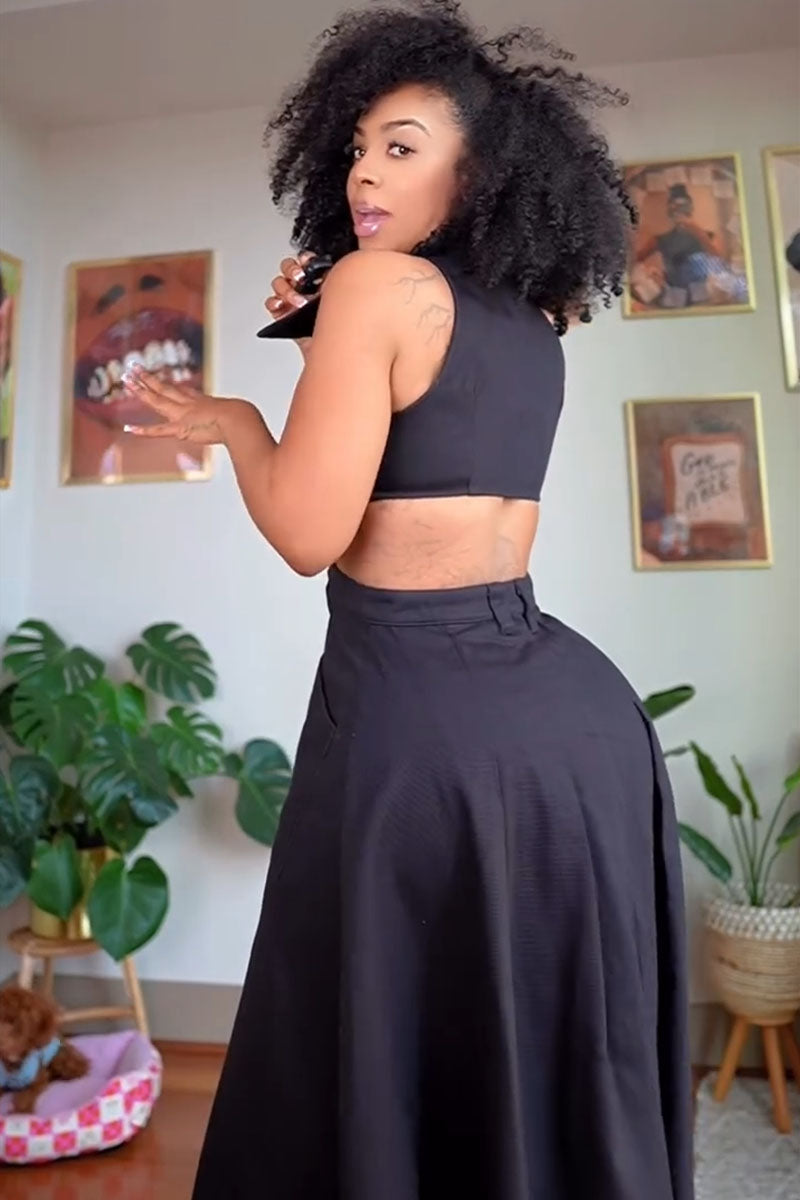 Nia black cutout maxi dress back view