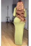 Olive Aura Draped Long Sleeve Maxi Dress - 2