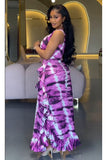 Purple Paradise Tie-Dye Ruffle Maxi Dress - 2