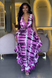 Purple Paradise Tie-Dye Ruffle Maxi Dress - 4