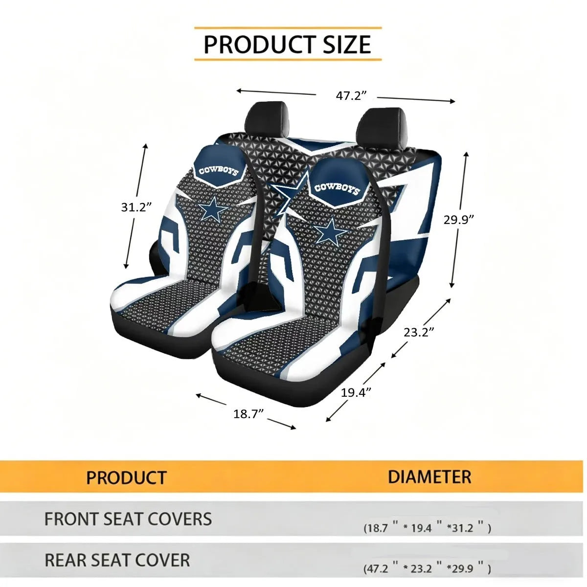 Seat cover dimensions