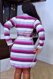Curve Appeal striped lace-up mini dress, back view