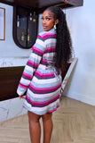 Curve Appeal striped lace-up mini dress, side and back view